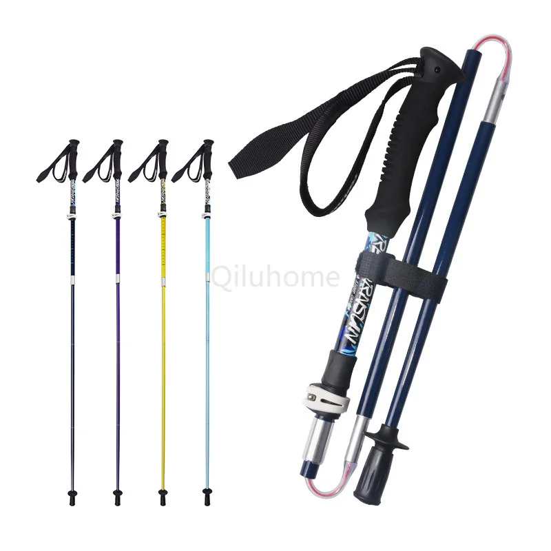 Folding Alpenstock Telescopic Carbon Outer Lock Ultra-Light Five-Section Cane off-Road Walking Crutch