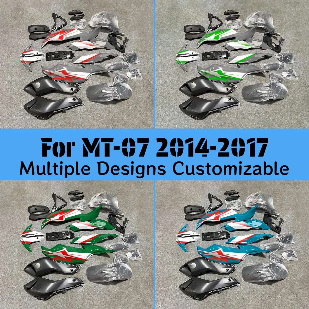 

Для YAMAHA FZ-07 MT-07 2014 2015 2016 2017 обтекатели кузова MT07 14 15 16 17 комплект обтекателей для мотоцикла послепродажного обслуживания