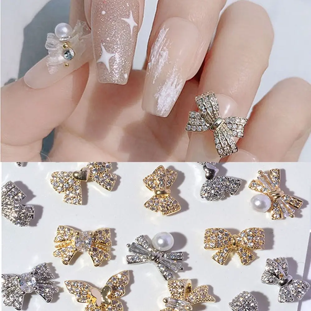 Leuke Parel Kristal Diamant Glas Steen DIY Nail Art Decoraties Vlinder Nagel Sieraden Boog Nagelsteentjes Manicure Gereedschap