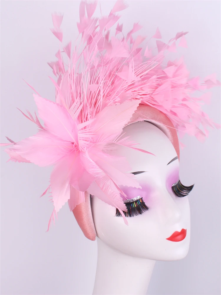 Royal Ascot Hat Fascinator Tea party Floral Wedding Millinery Feather Headbands Elegant Gril Church Kentucky Derby Chapeau Cap