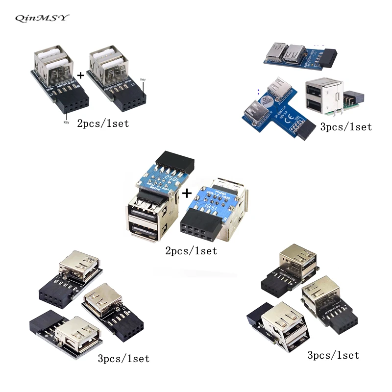 9pin to USB Adapter Connector PC Internal Motherboard 9pin to USB 2.0 Type A Female Converter for Dongle Wireless Mouse Receiver