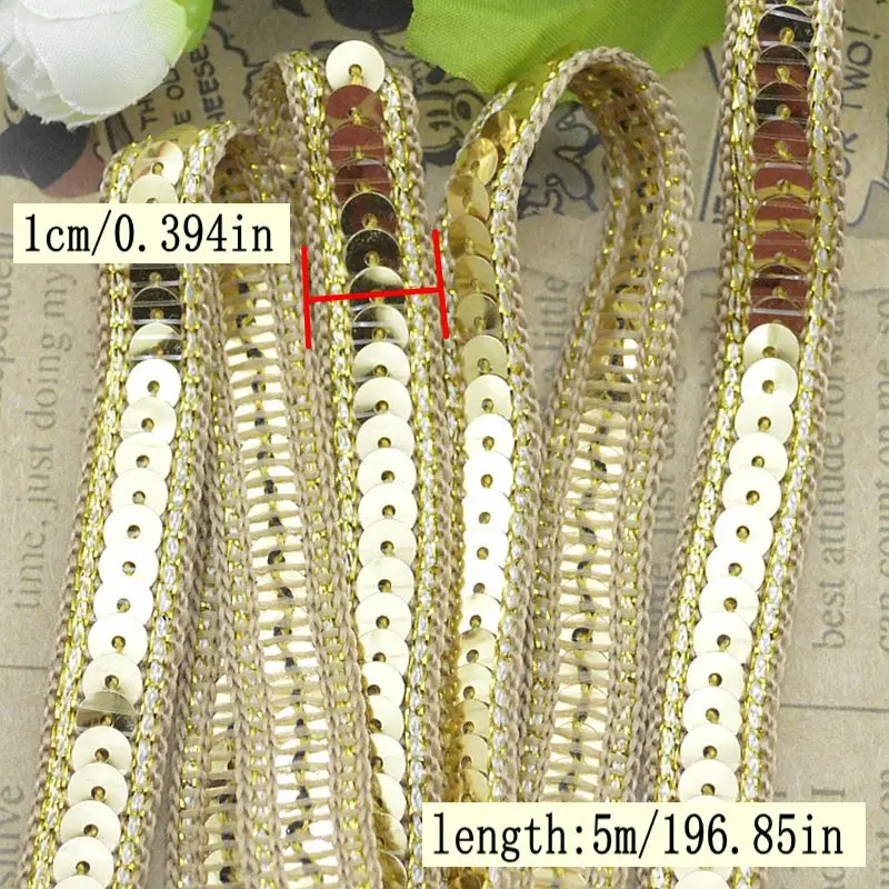 5Meters/16.4Ft Each Pack New Lace with Clothing Accessories DIY High-Quality Handmade Products Dress Curtains Clothes Sequin Lace