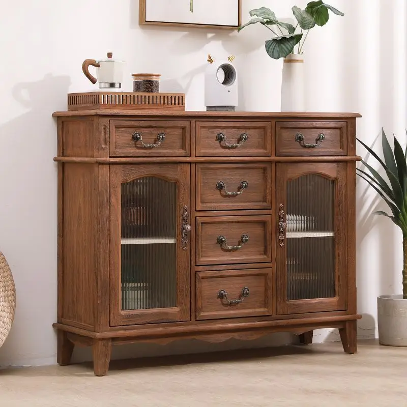 Solid Wood Storage Cabinet Multi-Functional Dining Kitchen Household Furniture Tea Wine Rack For Living