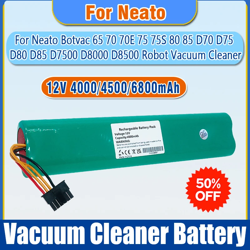 High-Quality 12V Replacement Charging Battery for Neato Botvac 70E 75S 85 D70 D75 D80 D85 Robot Vacuum Cleaner