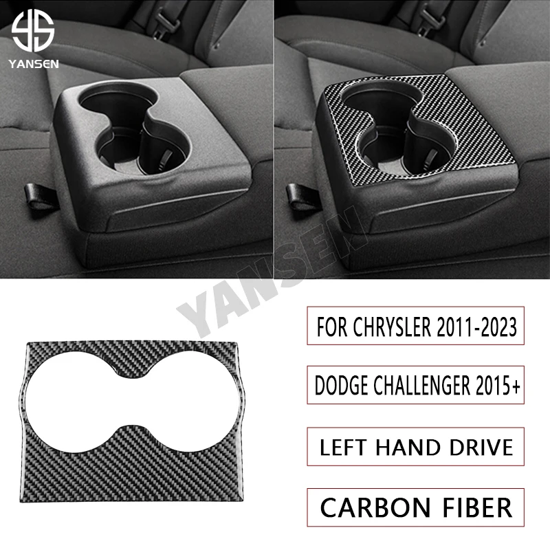 

Car Rear Armrest Box Cup Holder Cover Carbon Fiber Sticker For Dodge Challenger 2015+ For Chrysler 2011-2023 Accessories