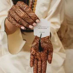Personalized Henna Day Hang Tag Night Party Custom Arabic Muslim Hand Design Print Bridal Shower Wedding Decoration Gift DIY