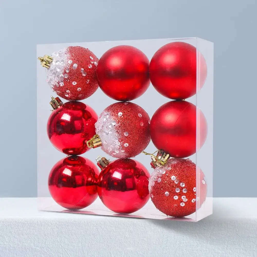 9PCS Durable Plastic Christmas Ball Set 9 Colors Suspensable Christmas Tree Balls 6CM Xmas Baubles Scene Supplies