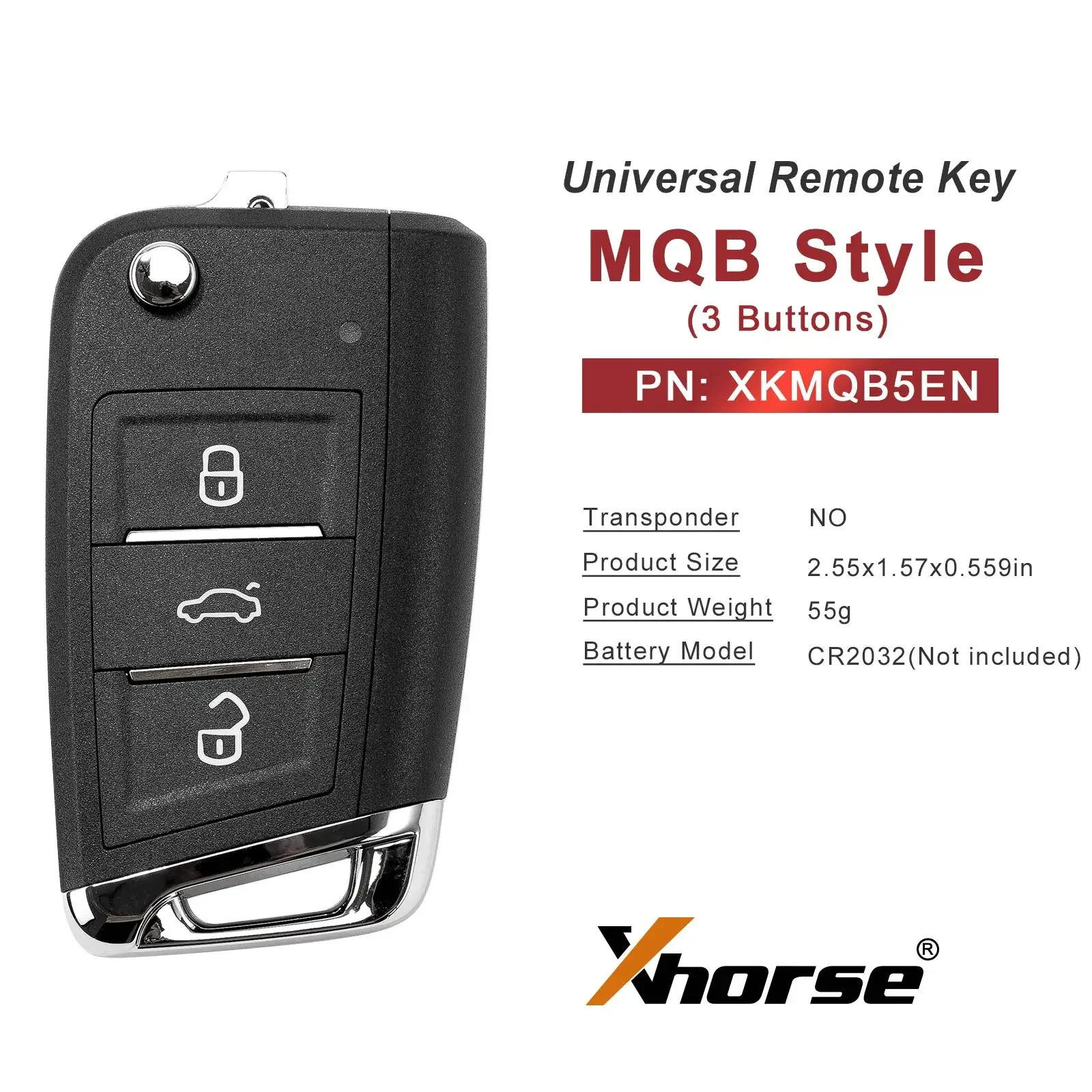 5pcs Xhorse XKMQB5EN 2nd Generation Wire Remote Key for MQB Style 3 Buttons Car Remote Key for VVDI Key Tool English Version