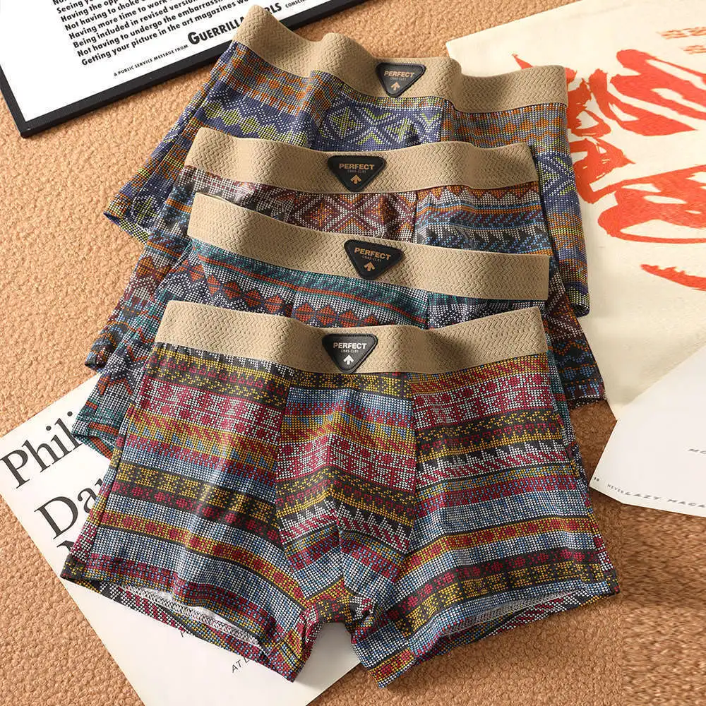 

8pcs Men's Underwear Light Luxury Style Men Boxershorts Ethnic Style Comfortable Breathable for Young People Fashion Men Panties