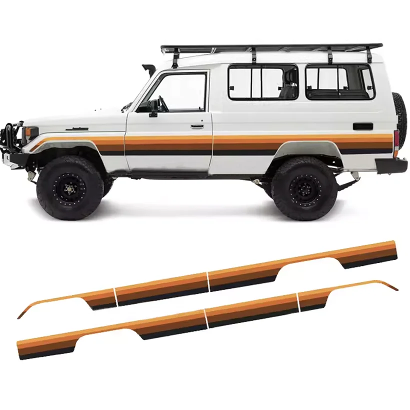 Modified Pair Off Road Car Stickers Waist Line Precut Racing Stripes Sunset Decal Vinyl Graphics Wrap for Land Cruiser LC75 LC78