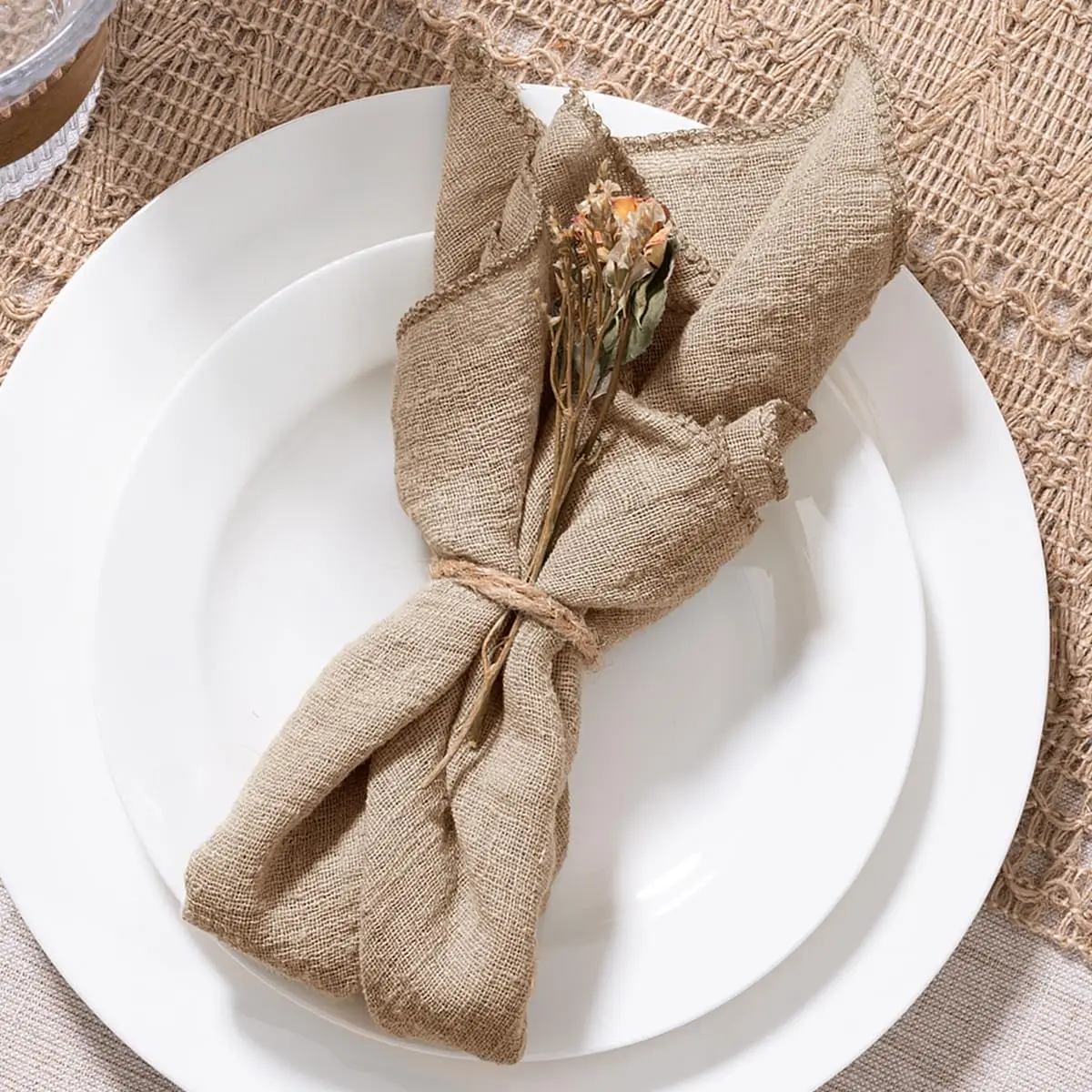 Cloth Napkins Brown Cotton Linen Napkins Cloth Bulk Set of 6