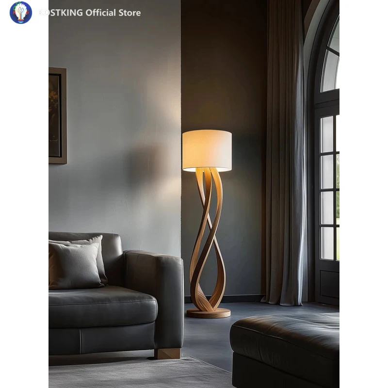Nordic Solid Wood Floor Lamps Designer Woodern Standing Light Decoration Living Room Office Bedroom Standard Lamp