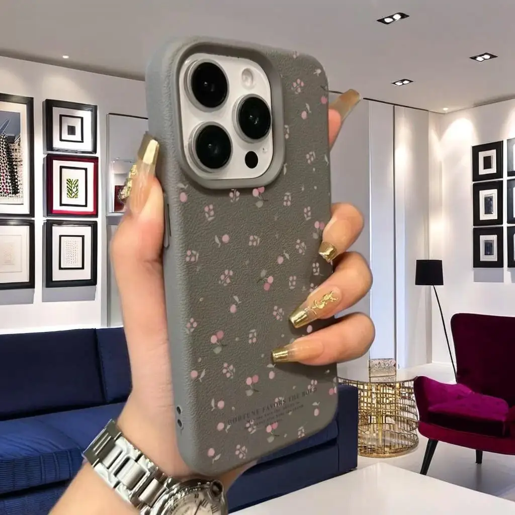 

Case For iPhone 11 12 13 14 15 16 Pro Max Purple Tulips Lichee Pattern Silicone Phone Cover For iPhone X XS XR 16 15 Plus Funda