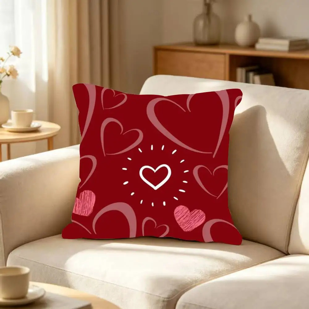 Bowknot Heart Pillow Case for Sofa Living Room Home office Decor Protective Cover