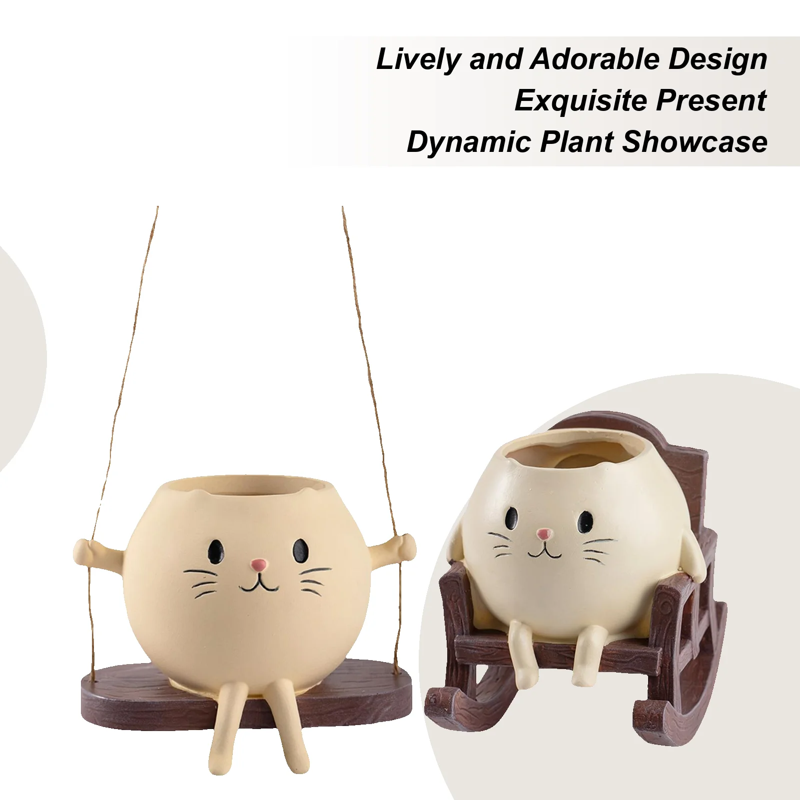 

Кашпо с качающимся лицом, милый кот, кресло-качалка, цветочные горшки из смолы, художественное украшение для дома, цветочный горшок для крыльца, входа в гостиную