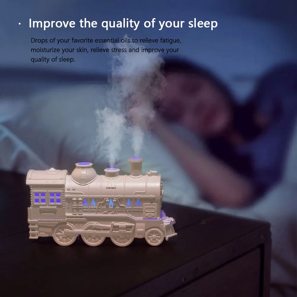 300ml Mini Train Shape Humidifier with Light Portable Mini Humidifier Remote Control Magic Train Humidifier for Home Office