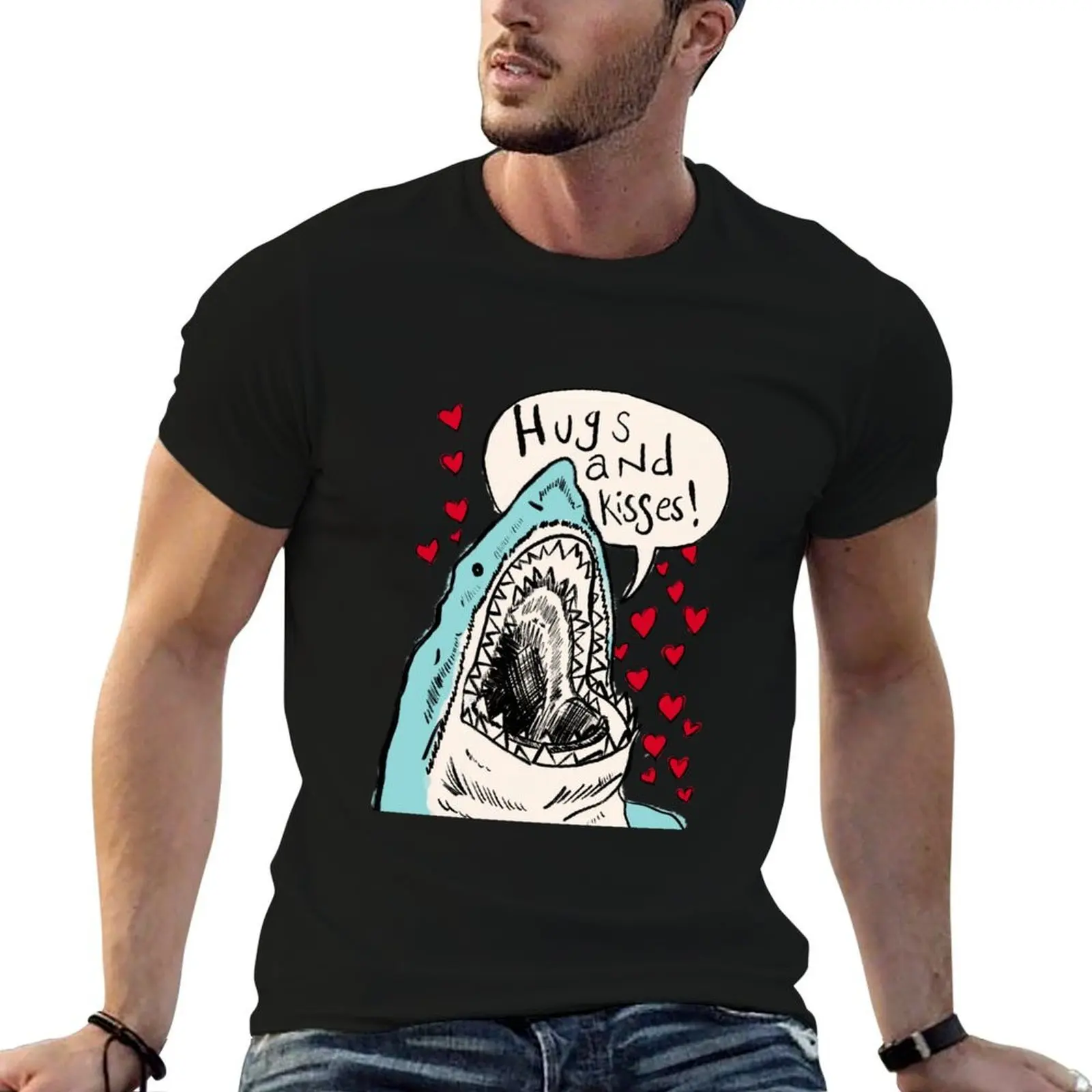 

man and cute the custom T-Shirt kisses t Hugs print for men from shirt shark man t shirts g tshirt