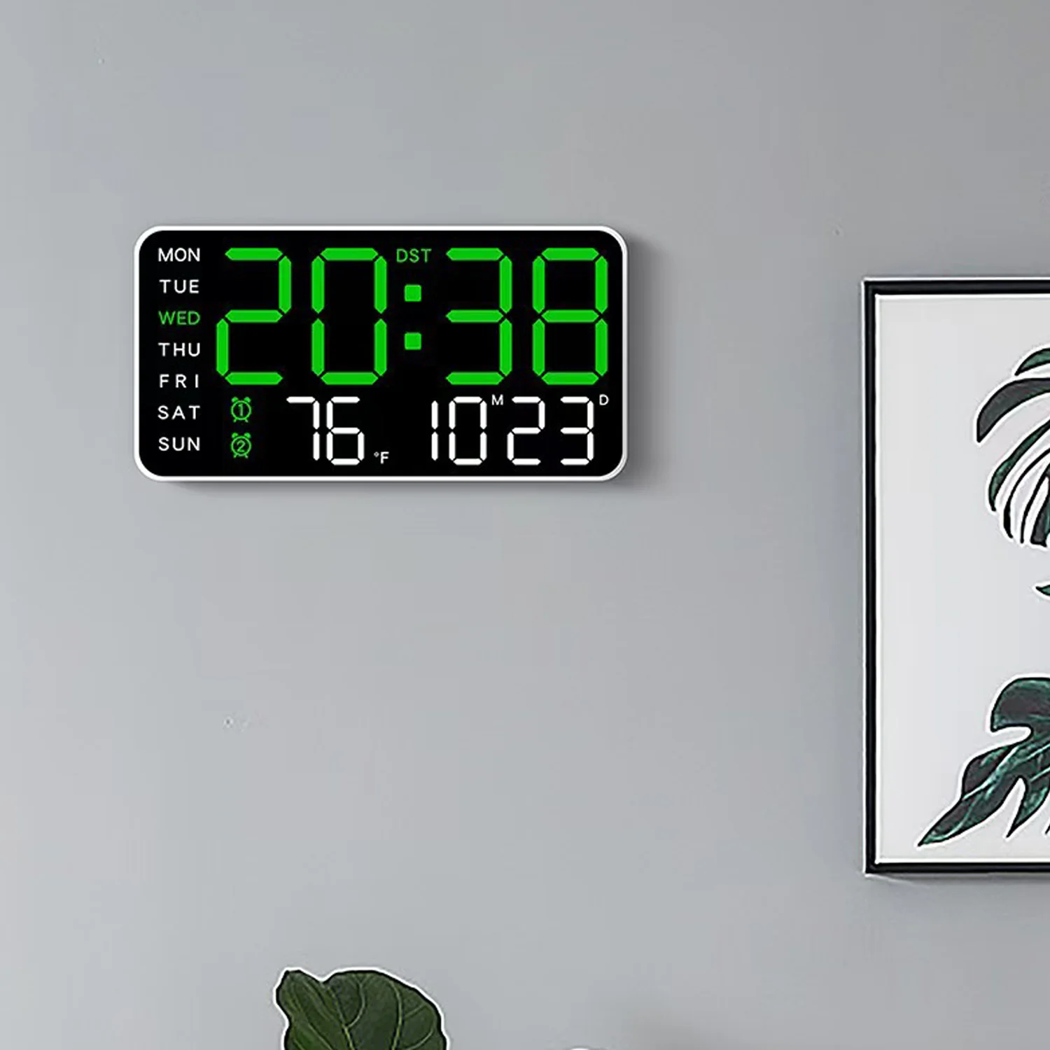 Dual Use for Desk or Wall Clock Large Digital LED Display with Date Temperature Timer Weekday Display Living Room Bedroom Gift