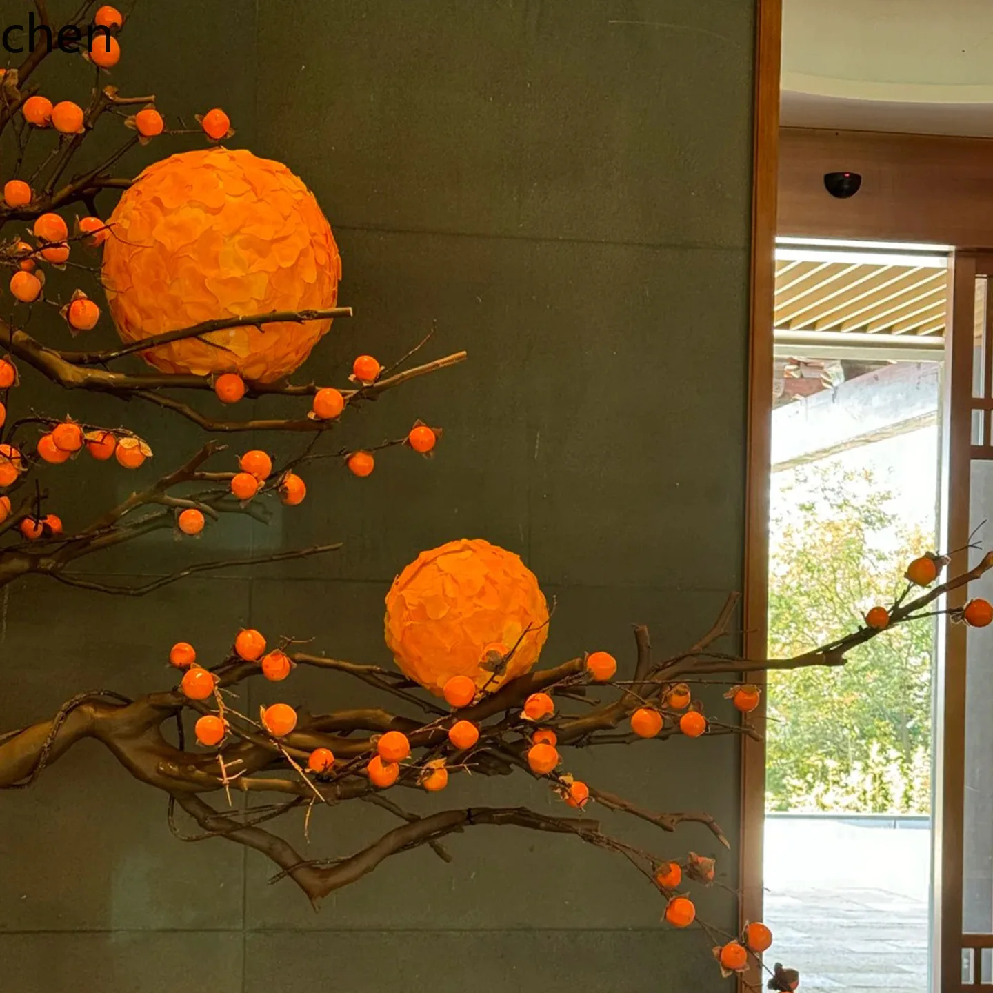 HXL Premium Pomegranate Tree Artificial Green Plant Decoration Ornament Fruit Fake Tree