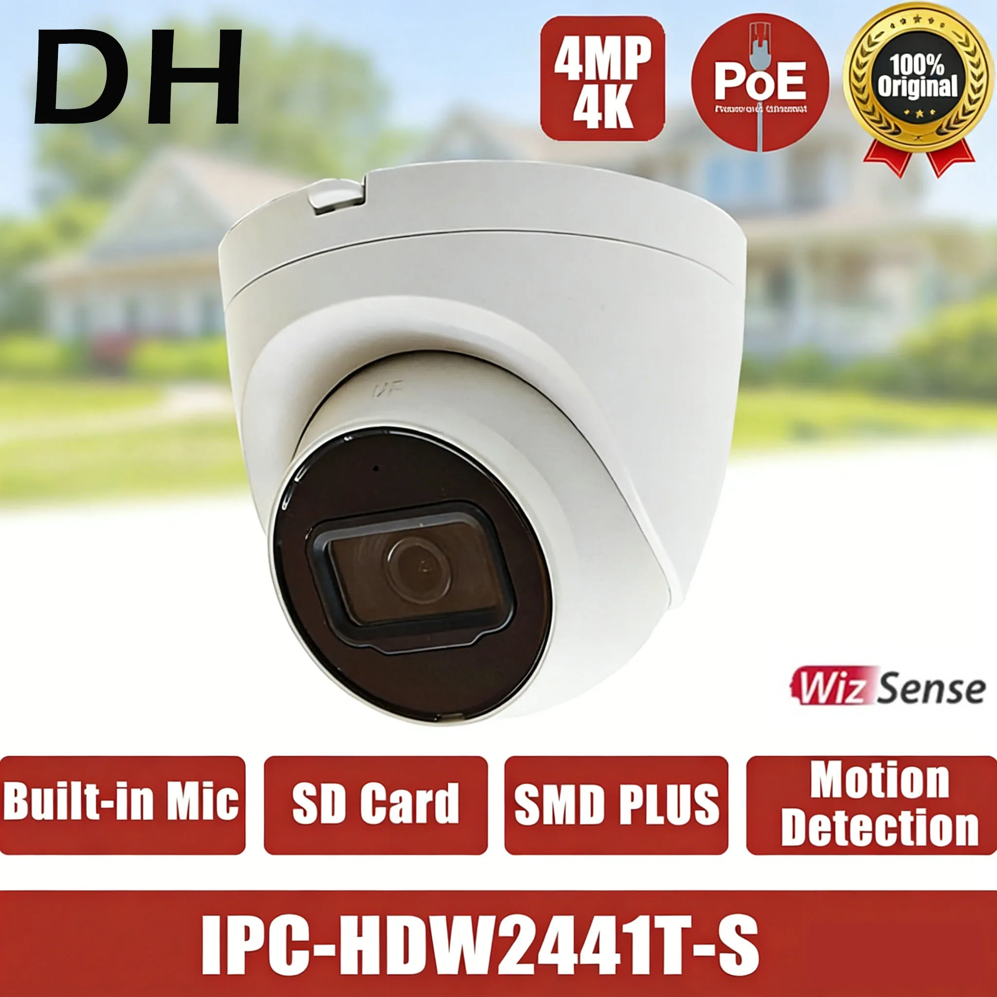 Dahua 4MP IP Camera Support SD Card SMD Plus WizSense Security Surveillance Camera Built in MIC IPC-HDW2441T-S