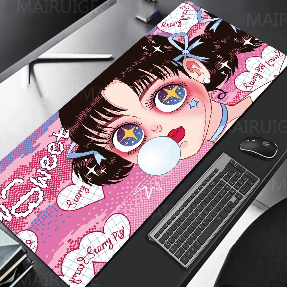 

Cute Dog Mouse Pad Anime Mouse Pads Gamer Pink Mousepad XXL Mouse Mats Large Keyboard Mat Desk Pad Mousepads for Computer Laptop