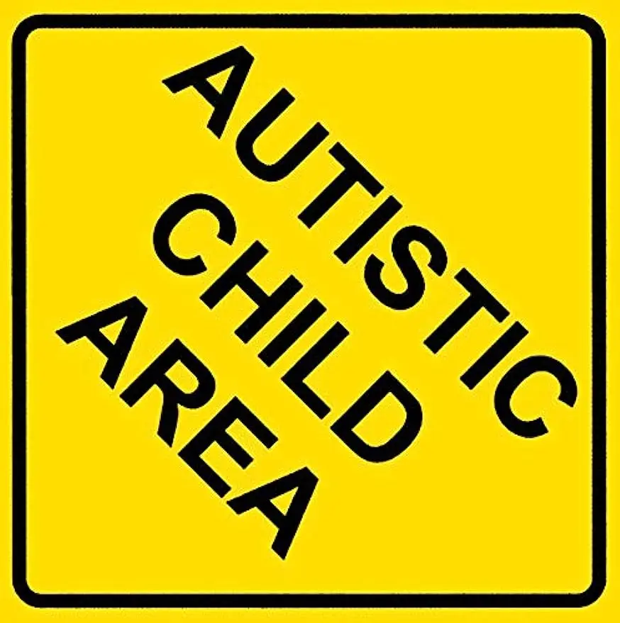 Autistic Child Area Sign Funny Novelty Diamond Metal Warning Signs Aluminum for House Wall Tin Sign