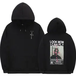 Sudadera con capucha de Cactus Jack para hombre y mujer, sudadera con gráfico de doble cara, Sudadera con capucha LOOK MOM I CAN FLY, ropa de calle Unisex, moda Hip Hop