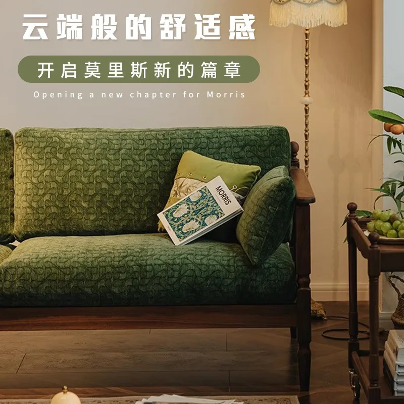 

Мебель небольшого размера, гостиная из массива дерева для одного человека, зеленая ткань для нескольких человек, диван для маленькой квартиры, гостиной, оптовая продажа