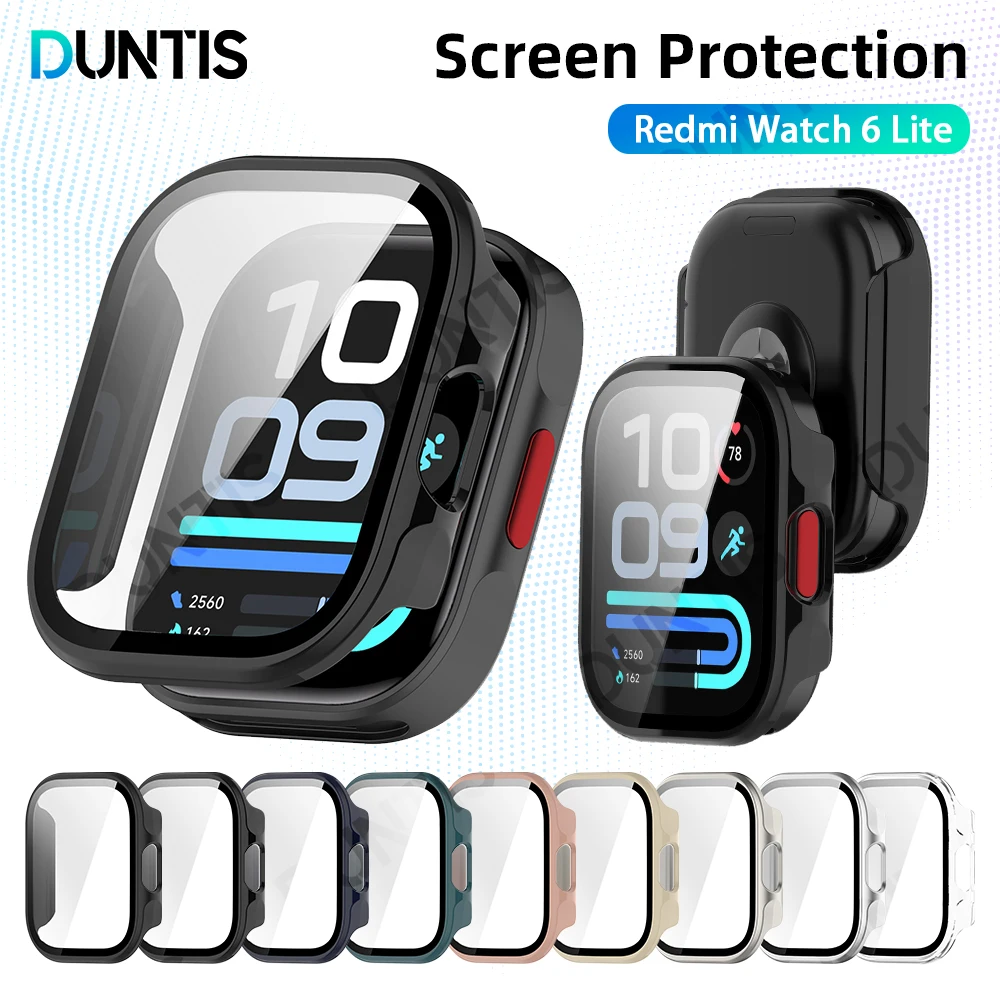 Glass+PC Case for Xiaomi Redmi Watch 6 Lite Hard Bumper Built-in Ultra-HD Tempered Glass Protector Cover Accessorie