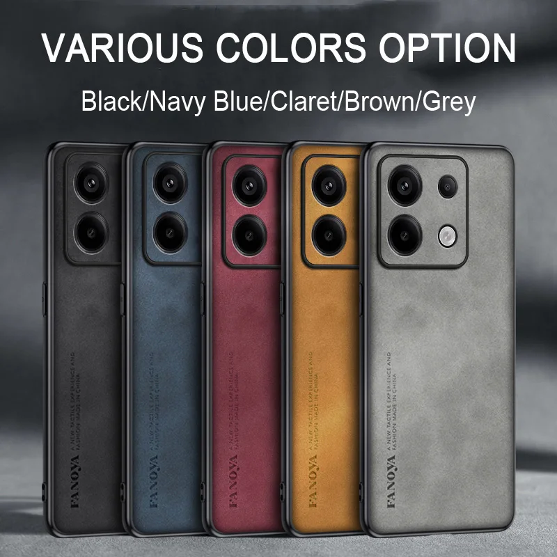 Per Xiaomi Poco X6 5G custodia in pelle di agnello Texture Cover posteriore in pelle per Xiaomi Poco X6 5G Soft Frame Coque antiurto