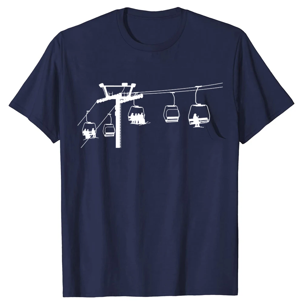 Funny Ski Lift Graphic T-shirts Tshirt Men Women's Fashion Casual Oversized 100% Cotton Skiing Extreme Sports Skier T Shirt