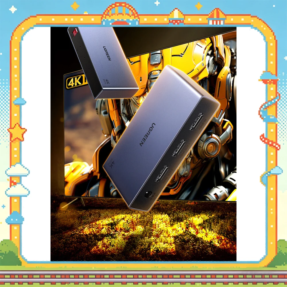 UGREEN 55493 AP502 HDMI 2.0 Splitter 1x2 4K 60Hz One Input Two Output Dual Screen Mirroring for TV Monitor Projector