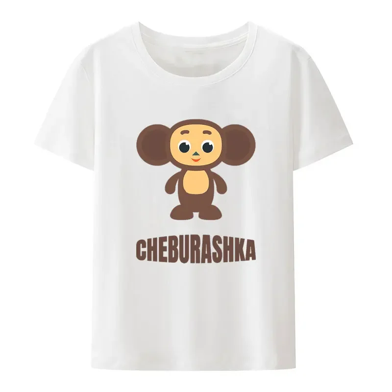 Russia Classic Cheburashka Big Eyes Monkey Cartoon Print TShirt Funny Boy Girl Summer Short-sleev Creative Casual kawaii clothes