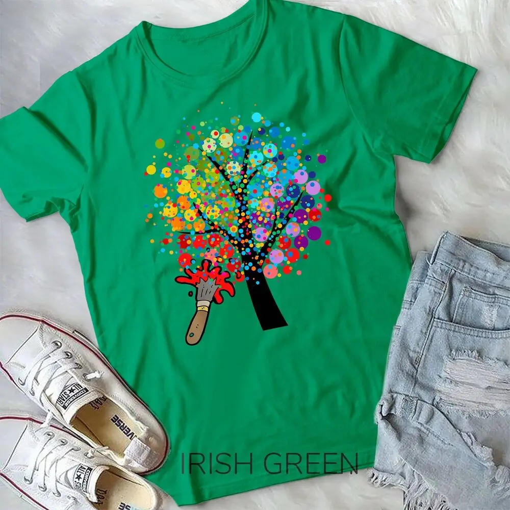 Fun Colorful Art Lover Colored Tree Drawing Painting Artist Unisex T-shirt