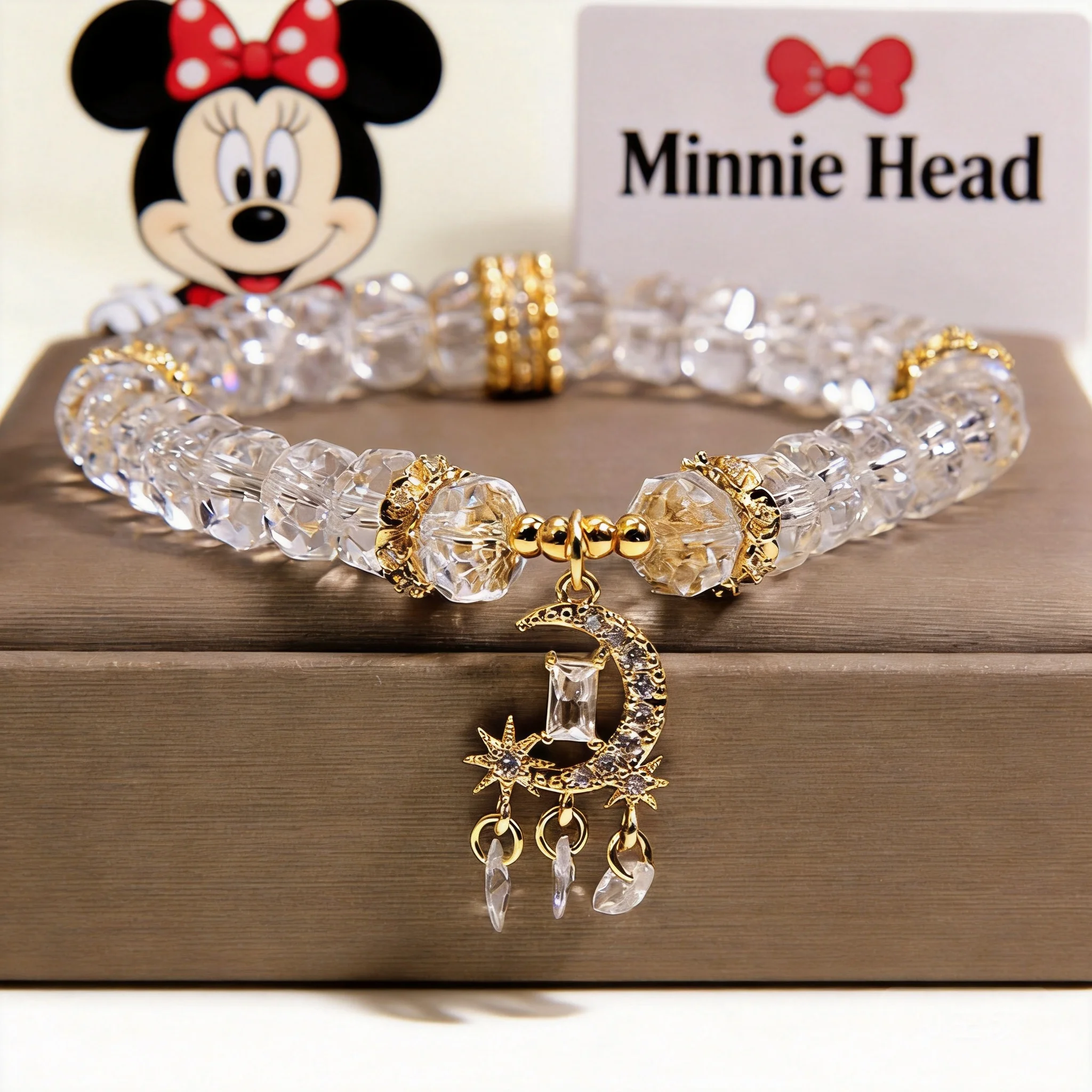 

Women's Clear Crystal Abacus Beaded Bracelet With Star Moon Pendant 2026 Dainty Trendy Jewelry For Daily Wear Best Friend Gift