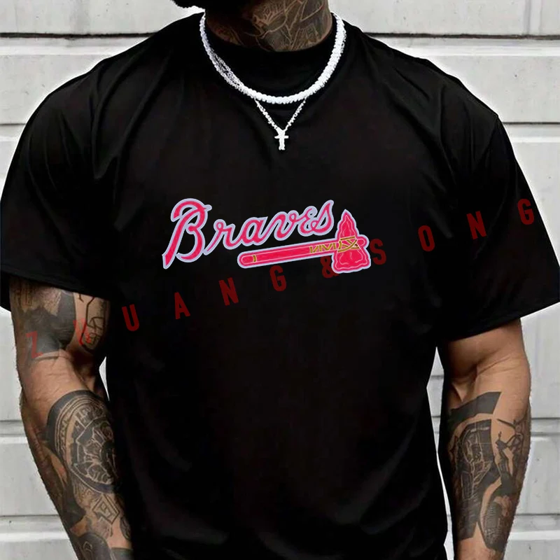 

Мужская футболка New Best Of Braves с графическим принтом, быстросохнущая, однотонная черная, летняя повседневная верхняя одежда