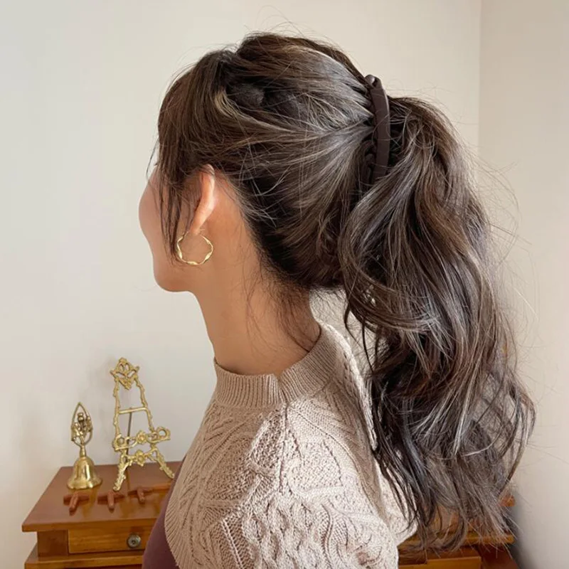 مشبك شعر كبير من الأكريليك على الموضة للنساء، إكسسوارات شعر على شكل ذيل حصان عالي للفتيات