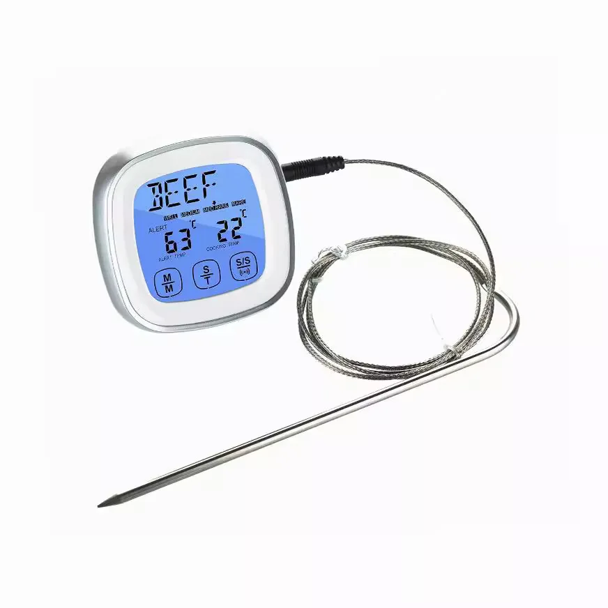 Touch-Screen Food Thermometer with Timer & Alarm - For Kitchen Food Temperature Monitoring
