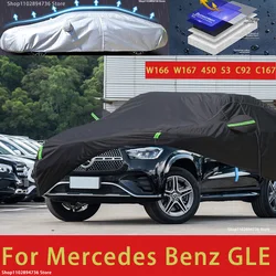 For Mercedes Benz GLE W166 W167 450 C167 Outdoor Protection Full Car Cover Covers Sunshade Waterproof Dustproof Black Car Cover