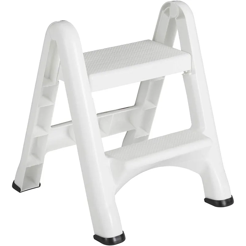 

Two-Step Folding Foot Stool, 14-Inch High, White, 300 Pound Capacity, Small Step Stool for Adults/Kids
