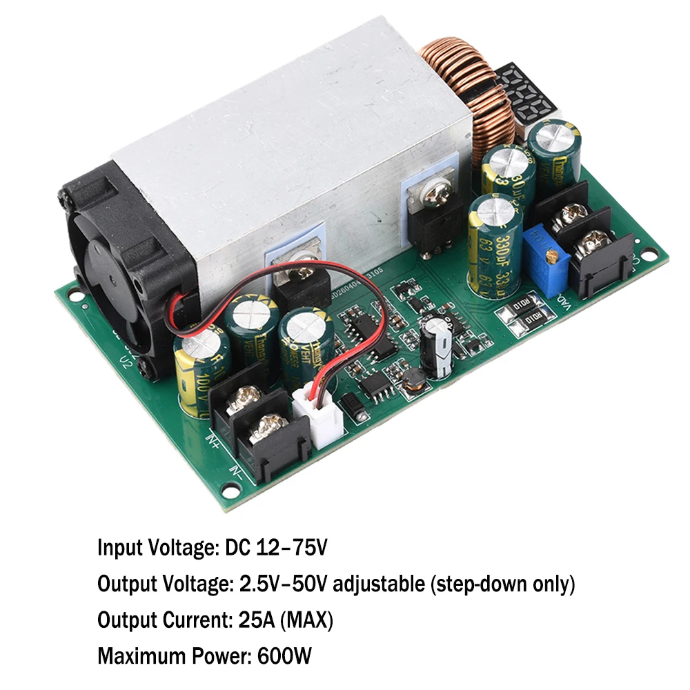 DC-DC Step-Down Power Supply 600W 25A High-power Converter DC 12V-75V To 5V 19V 21V 24V 48V Adjustable Voltage Buck Module