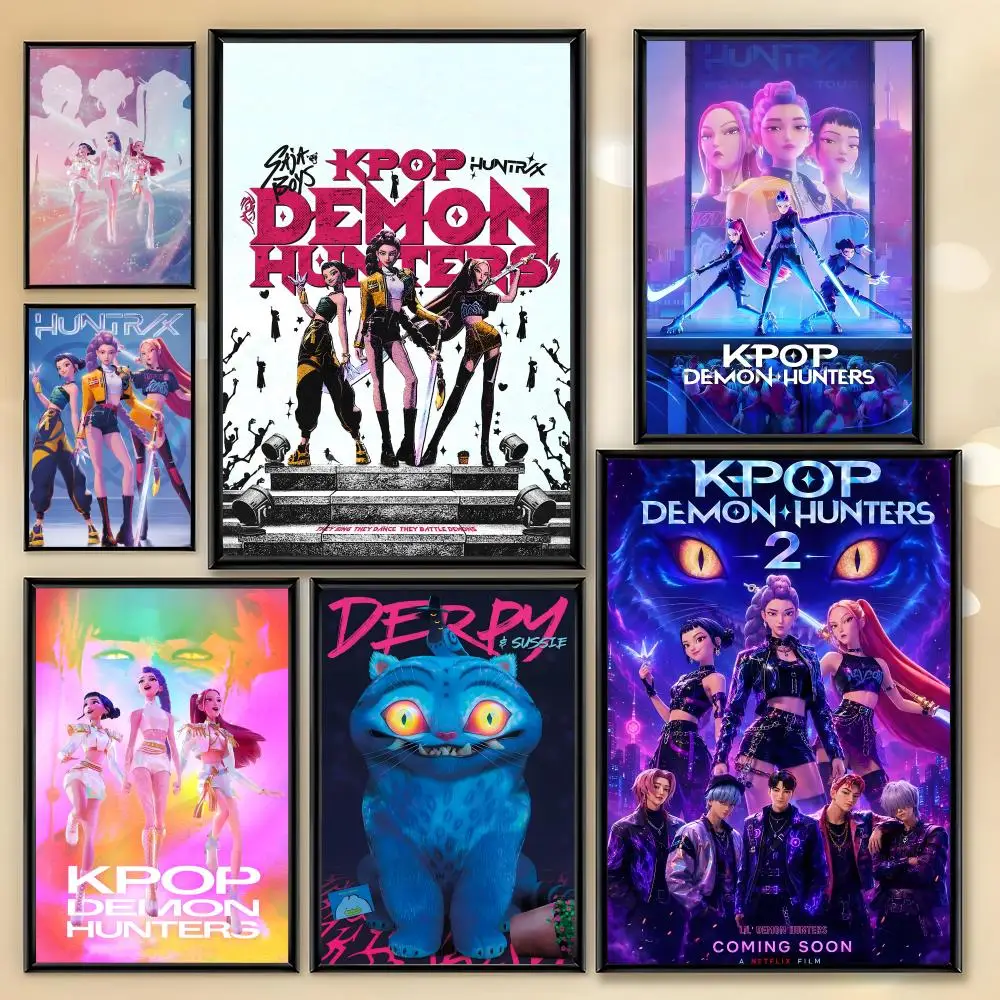 KPop Demon Hunters Poster HD Art Sticky Wall Room Decor Home Waterproof Home Living Bar Ästhetische Dekoration