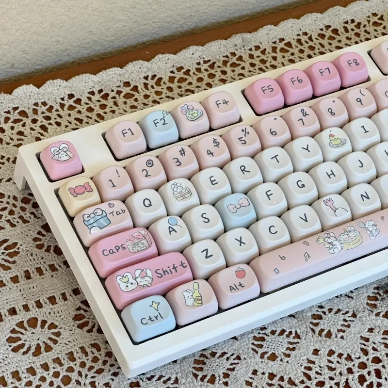 

Cute Candy Theme Keycap PBT Sublimation Keycap 142 Key Customized Cherry Profile Keycaps Mechanical Keyboard Accessories Gifts