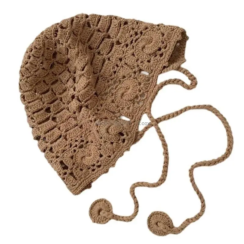 

Elegant Handwoven Pullover Hat Breathable Hat Crochet Hollow Hat Holiday Crochet Hat Handwoven Tassels