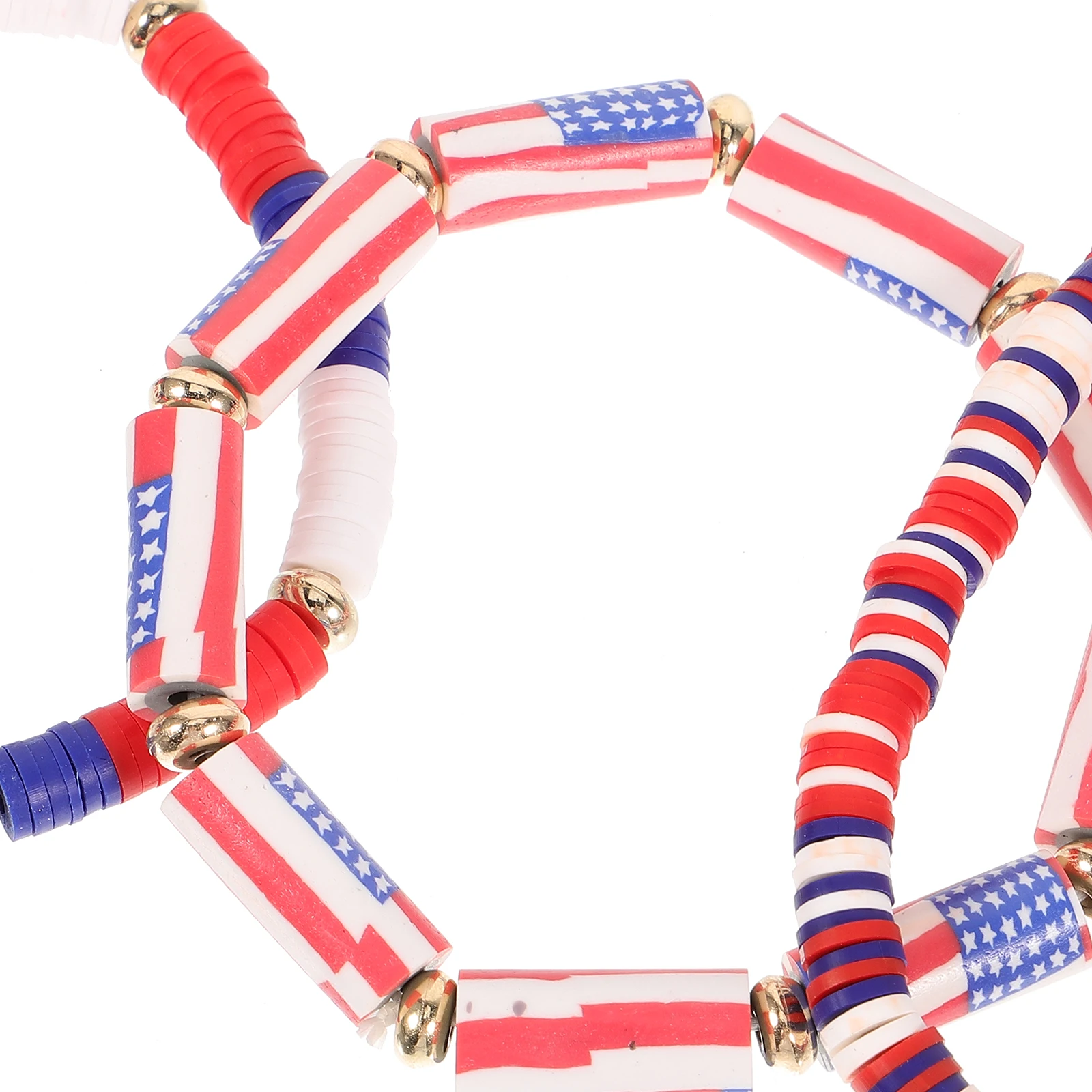 5 Buah Gelang Bendera Set Manik Merah Putih Biru Gelang Perhiasan Dapat Ditumpuk Elastis Pesta Hari Kemerdekaan Wanita untuk Hadiah Wanita