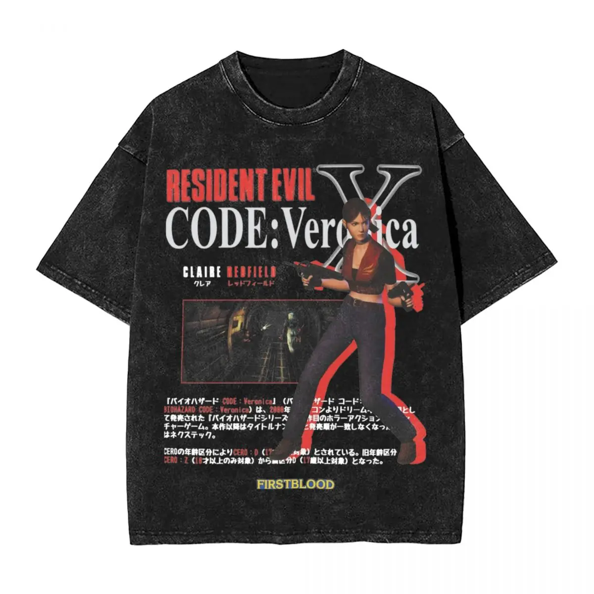 Camisetas Resident Evil Code Veronica X, Camiseta Urbana de Algodón Lavado Estilo Hip Hop, Ropa Vintage para Hombre y Mujer, Camisetas de Manga Corta de Verano