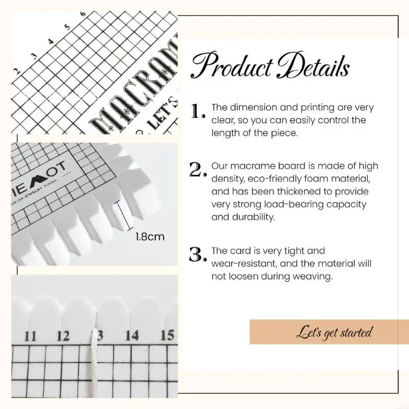 Macrames Board Grided Mat 8x11 Braiding Jewelry Making Hand Creaming Project DIY Bracelet Knotting Crochet