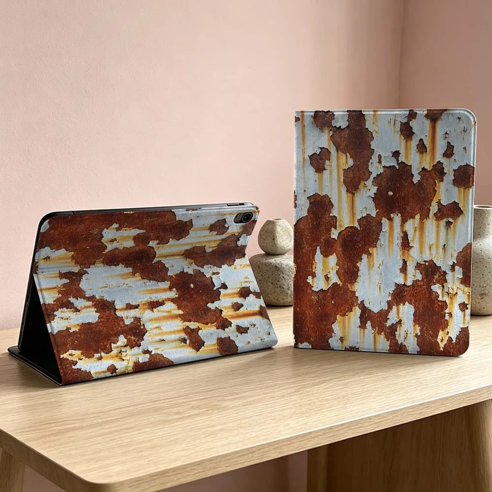 Rusty Metal Surface Print For iPad Pro Air mini 7 6 5 4 3 2 1 9gen M5 M4 11th 10th A17 Pro A16 Foldable Tablet Case Soft