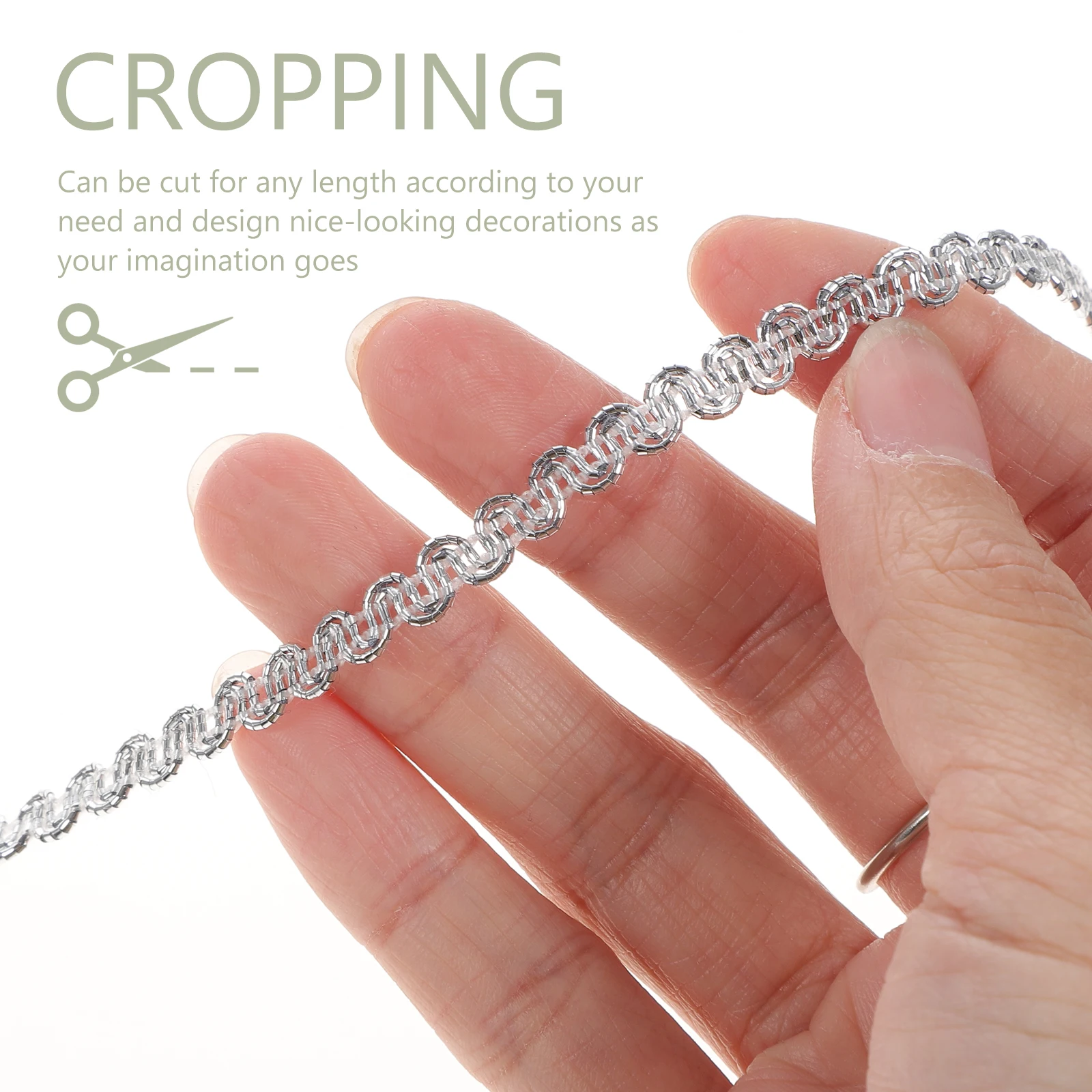 

Braided Gimp Trim Ribbon Decorative S Shape Silver Vintage Sewing Crafts Home Decor Gift Wrapping Flexible Material Cut Any