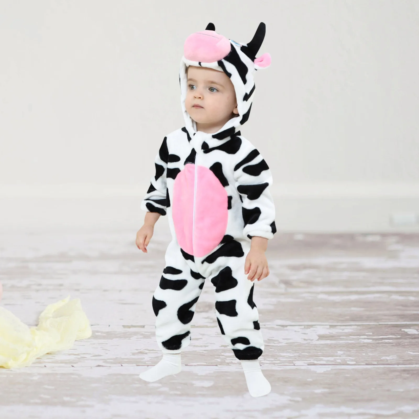 

Soft Flannel Baby Costume Dinosaur Design Reusable Animal Outfit For Halloween Kids Party Cosplay Sturdy Cute Sleepwear Set